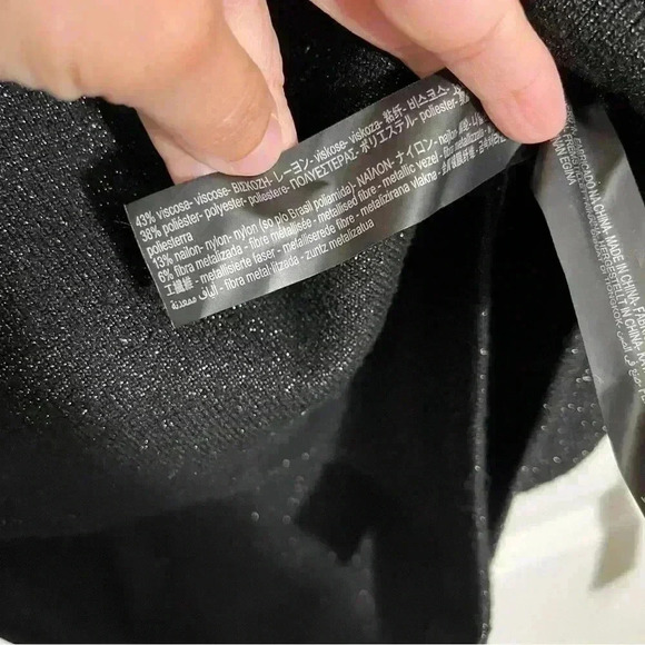 ZARA KNIT Black Gold Glitter V-neck Long sleeve Body Suite | size small - Picture 5 of 8